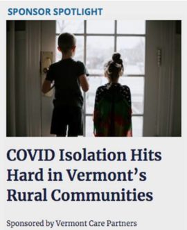 COVID Isolation Hits Hard in Vermont’s Rural Communities
